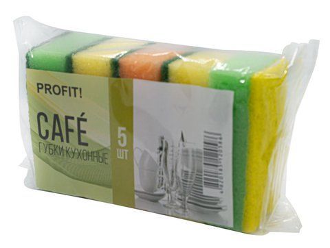 Губка кухонна Cafe 5шт/уп (PROFIT) 8*5*3 см 3748 фото