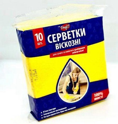 Салфетка универсальная віскозная 30х38см 10шт Profit 00014375 фото